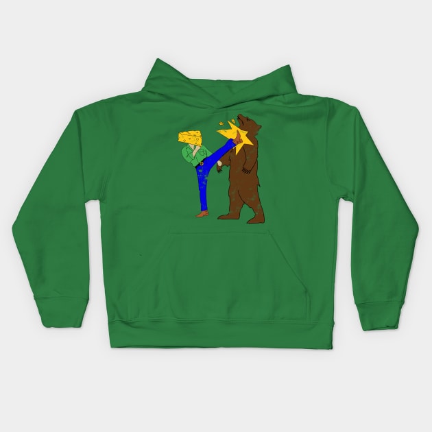 Cheesehead Karate Kick Kids Hoodie by Samson_Co